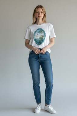 REPLAY Graphic T-Shirt White Grand Hotel Djidjelli Place Tropical Print
